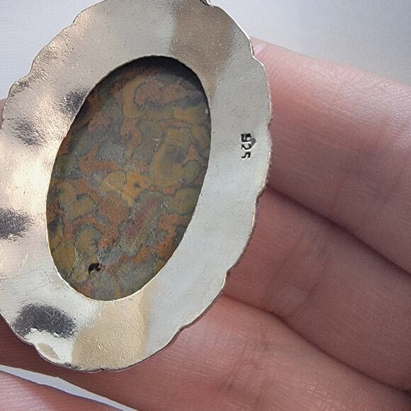 Necklace Pendants Rainforest Jasper Handmade Jewelry in Ornate Sterling Silver - Picture 10 of 10